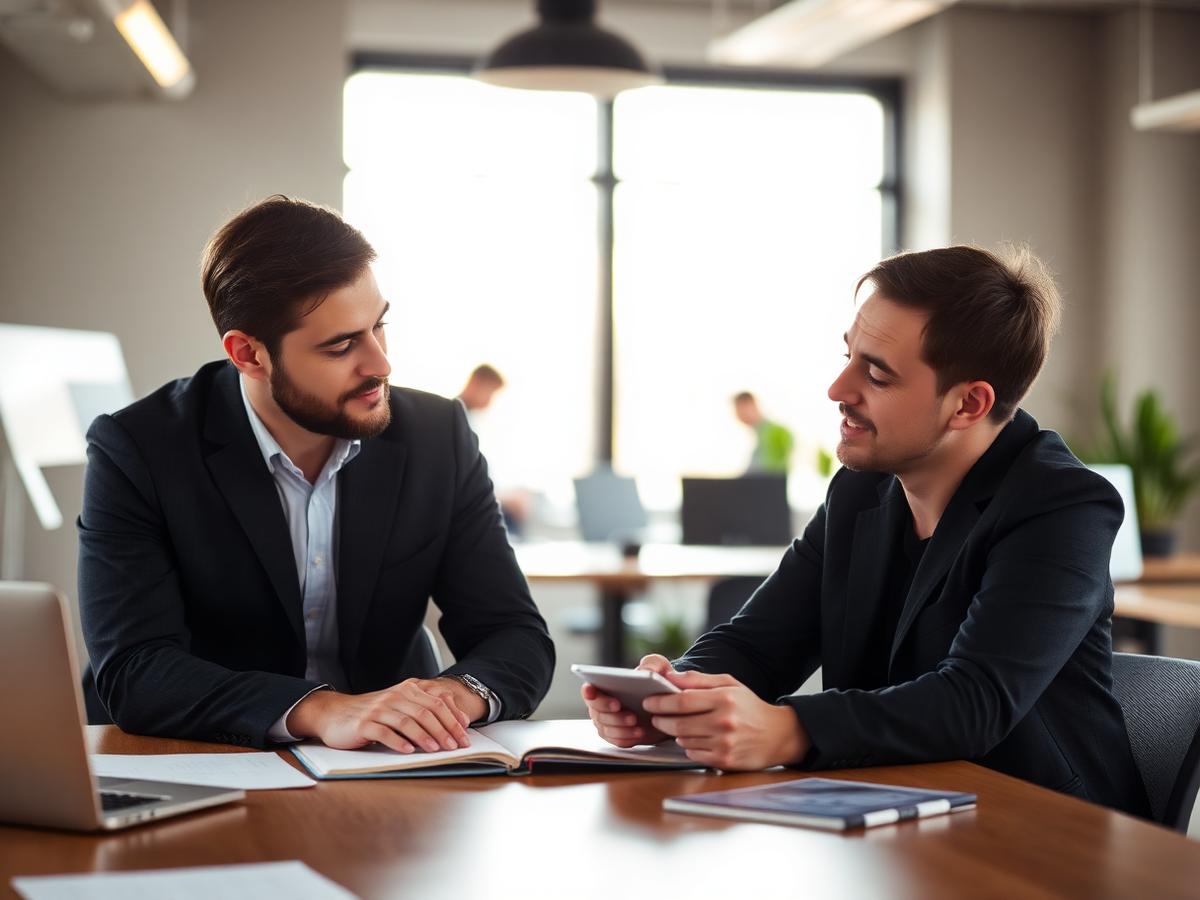 Two Symphony Inc consultants reviewing a customer experience plan